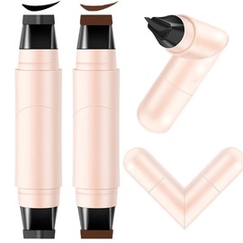 2 Pieces Gel Eyeliner Pencil Set, Foldable Eyeliner Stamp with Wings, Foldable Black Eye Liner Pen with Double Head, Cat Eye Stencils for Eye Tattoos (Black + Brown)