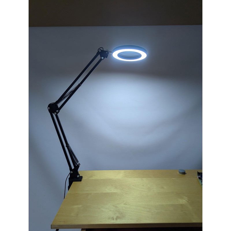 SE 4-Inch Black 4X Magnification LED Swing Arm Lamp with