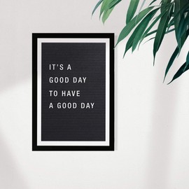 Wynwood Studio Typography Framed Wall Art Prints 'Good Day Letterboard' Inspirational Quotes and Sayings Home Décor, 13" x 19", Black, White