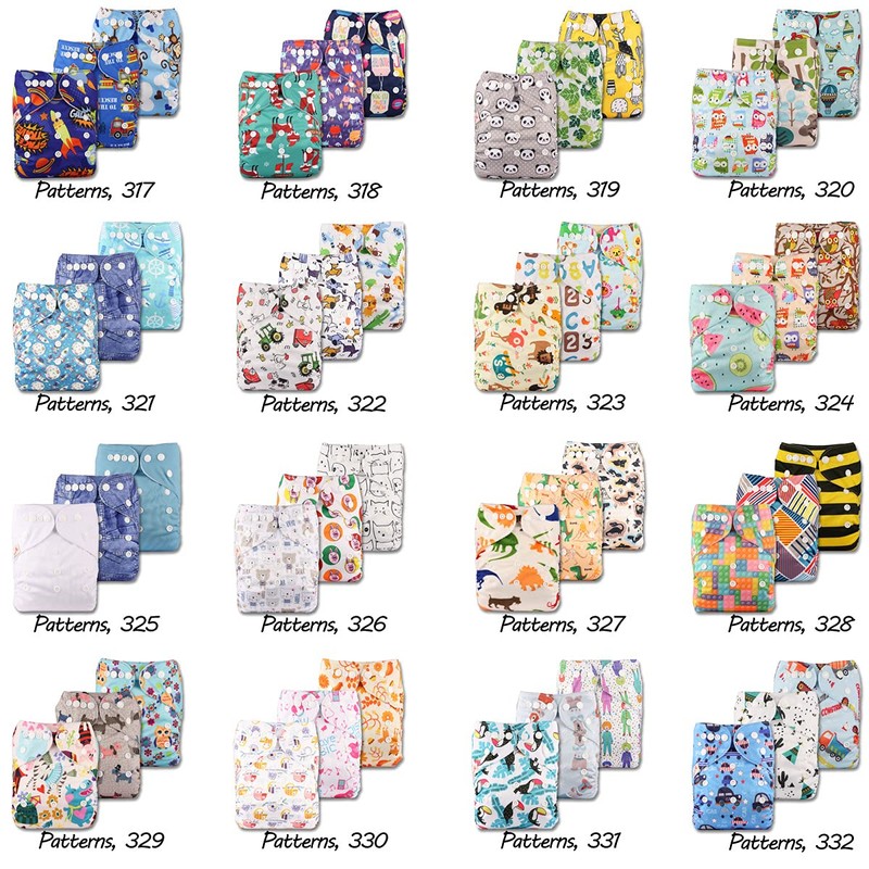 Littles & Bloomz, Reusable Pocket Cloth Nappy, Fastener: Popper, Set