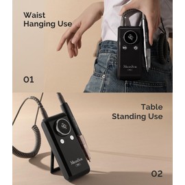 MelodySusie Professional 2 in 1 Nail Drill Kit 40,000 RPM, MB420G Brushless Portable Cordless Rechargeable Electric Nail File, Efile Nail Drill Machine for Acrylic Gel Nails Polishing Removing, Black