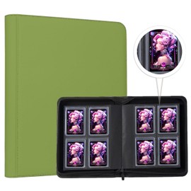 ANIXITECH Toploader Binder,4-Pocket Double Sided Top Loaders Binder,Holds 128 Cards in 3"x4" Toploaders,PU Leather Card Binder Abulm for Toploader Trading,Sports,and Gaming Cards (Light Green)