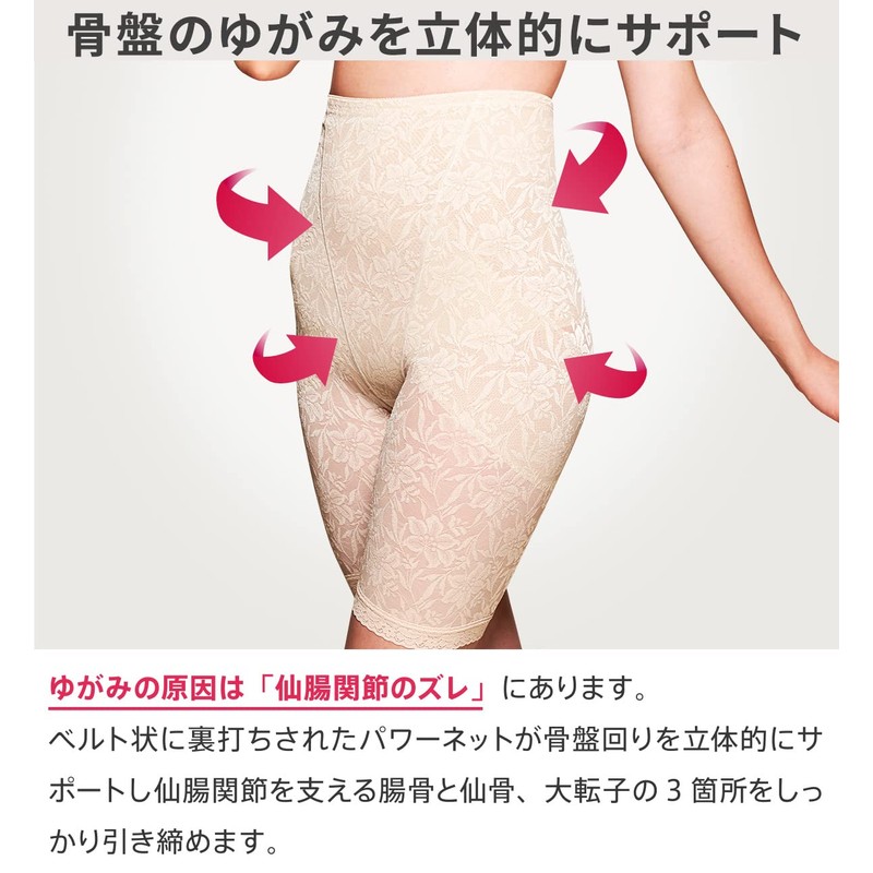Sakurabibi Innerwear Sankei High Waist Pelvic Girdle, 3/4 length beige