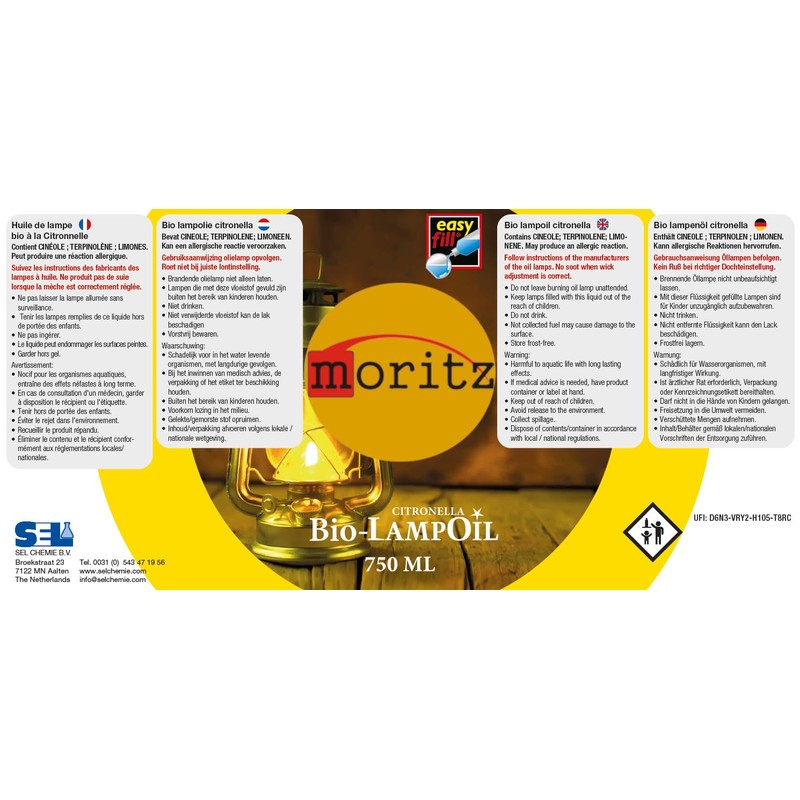 Moritz 1 x 750 ml Organic Citronella Lamp Oil for