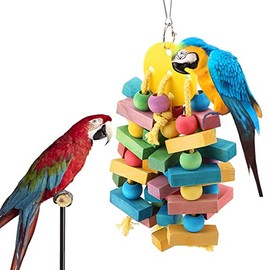 FTVOGUE Pet Bird Parrot Toy Hanging Wooden Chewing Toy Swing Chasing Toy for Small Medium Parakeets Parrots LoveBirds Finches