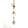 Trace Ellements Brass Fleur de Lis and Burgundy Faceted Glass