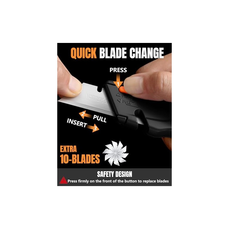 VOTREK® Box Cutter Retractable| Metal Utility Knife Set【Built-In Storage】 Tool-Free