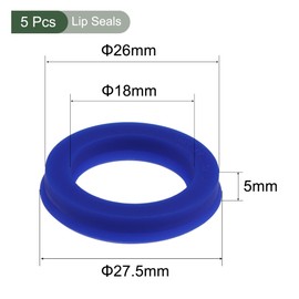 YOKIVE 5 Pcs UHS Radial Shaft Seals, Industry PU Oil Seals for Hydraulic Cylinders (Blue, 18-mm ID x 26-mm OD 5-mm Width)