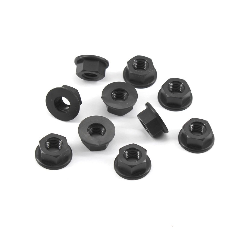 M6 Plastic Nylon Flange Nuts Black Pack of 50