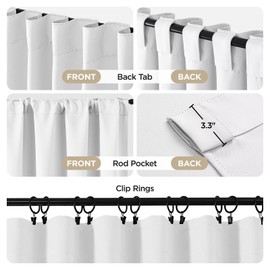 Joydeco 90 Inch 60% Blackout White Curtains 2 Panels, Elegant Semi Sheer Curtains for Bedroom, Thermal Insulated Black Out Drapes for Living Room, Rod Pocket Back Tab Drapes(W52 x L90 Inch,Pure White)