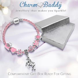 Unicorn Braided Leather Charm Bracelet with Gift Box Girls Womens Jewellery (23cm Ladies XX Large)