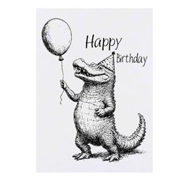 Azeeda 'Happy Birthday Krokodil mit Ballon' Temporäres Tattoo - Hautfreundlicher & Ungiftiger Abziehbild · Wasserfest (TO00076769)