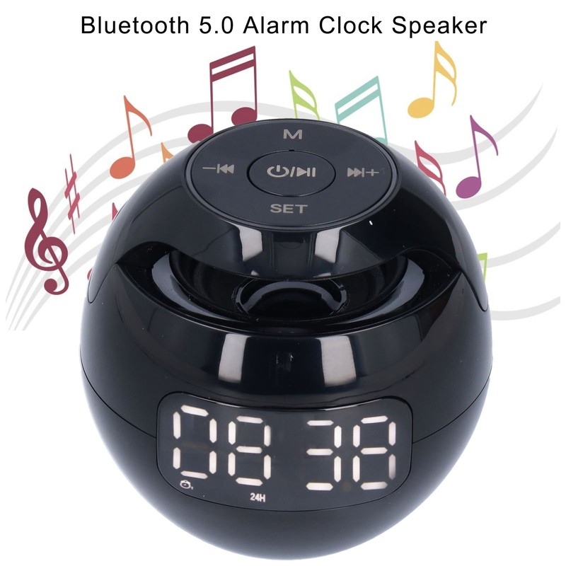 Multifunctional Bluetooth 5.0 Alarm Clock Speaker Rechargeable Ball Shape Portable