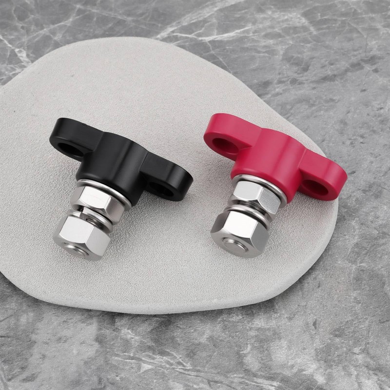 YINETTECH 2Pcs 3/8inch 12VDC 250A Insulated Terminal Stud Red and