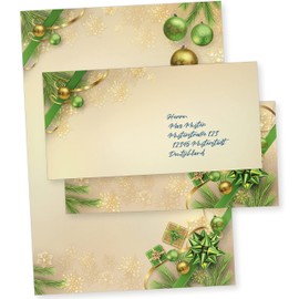 Chalet Noel 25 Sets Christmas Letter Paper with Envelope without Window Christmas Paper A4 Letter Paper Christmas