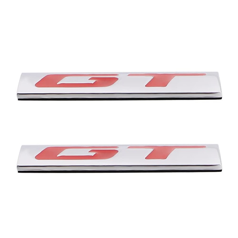 CARRUN 2 Pcs GT Emblem 3D Metal Nameplate Badge Decal