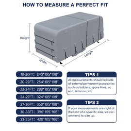 RV & Trailer Covers Automotive Accessories Cover 4 Layers for Camper Motorhome RV 18FT to 35FT, Breathable, Windproof, Waterproof, Anti-UV, Gray