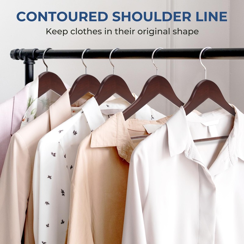 JS HANGER Multifunctional High Grade Solid Wooden Suit Hangers, Coat