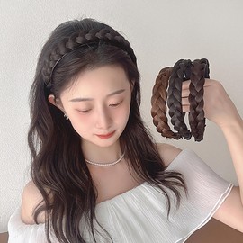 Qiubaoll Braid Headband, Hair Accessory, Hair Braiding, Hair Ornament, Painless, Cute, Natural, Fashionable Hair Arrangement, Anti-Slip, Match Hair Color (Dark Brown)