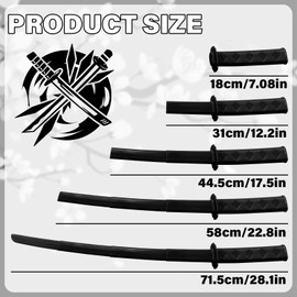 TEAONE 3D Printed Samurai Swords, Black Katana for Cosplay, Warrior Costume Accessories (70cm/27.56in, Black)