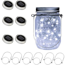 Solar Mason Jar Lid Light,10 Pack 30Led Solar Mason Jar Light String Fairy Lights with 10 Hangers Best for Mason Jar Decor, Patio Garden Decor Solar Lanterns Table Lights (Jars Not Included)