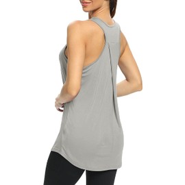 Bestisun Yoga Workout Sports Tank Tops Long Workout Shirts Muscle Tank Athletic Wear Gym Workout Dance Tops for Women Gray XL