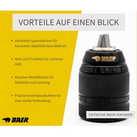 BaerCoil BAER Multi Keyless Chuck 1.5-13.0mm 1/2-20UNF Drill Chuck Drill Head High Precision Drill Chuck for Hand Drills Chuck