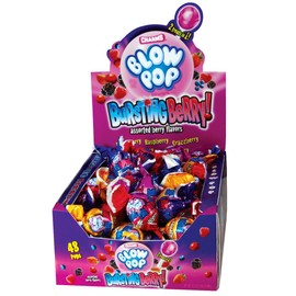 Charms Blow Pop Bursting Berry Lollipops - Individually Wrapped Dual Candy and Gum Suckers - Peanut Free, Gluten Free - Bulk Treat for Kids and Adults – 48 Count (Pack of 1)