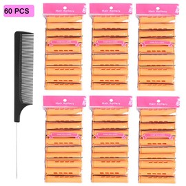 60pcs Perm Rods Set for Natural Hair Cold Wave Rods Hair Rollers for Women's Long Medium short Hair Curler Styling DIY Hairdressing Tools（Orange）