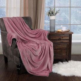 Superior Fleece Blanket, Plush, Fluffy, Soft, Decorative Blankets for Bedroom, Sofa, Fuzzy Bedding, Cute Woven Room Decor, Beautiful Cover, Comfort Essentials, Solid, Throw, Mauve