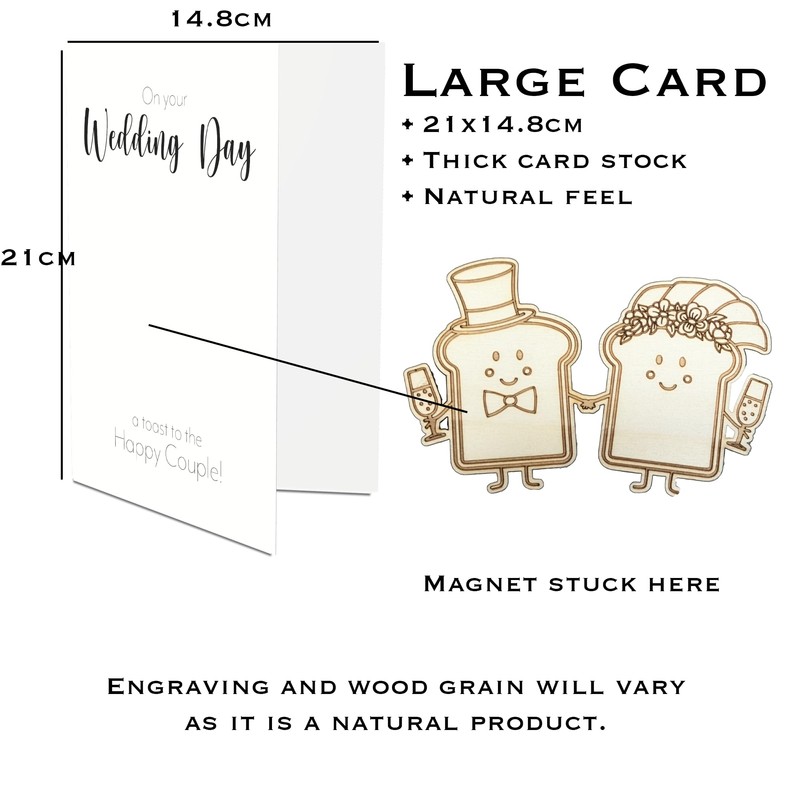 Wedding Card With Wooden Toast Fridge Magnets - A Toast