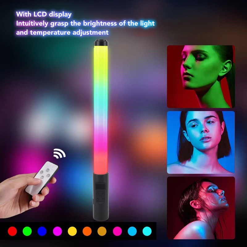 RGB LED Light Wand 3000K to 6000K 2600mAh Rechargeable Dimmable