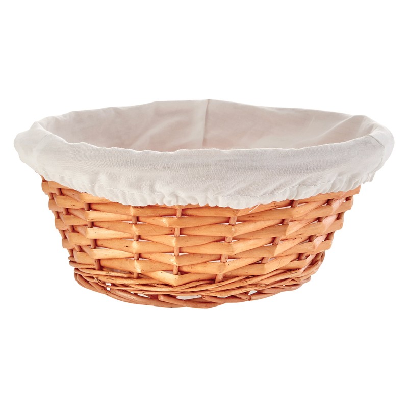 Premier Housewares Wicker Bread Basket with Cream Fabric Lining, 10
