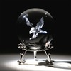 HDCRYSTALGIFTS Engraved Eagle Crystal Ball Paperweight with Stand 60mm 3D