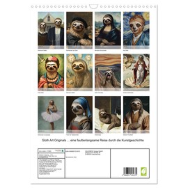 Sloth Art Originals ... a sloth-slow journey through art history, US-Version (Wall Calendar 2026 DIN A3 Portrait), CALVENDO 12 Month Wall Calendar