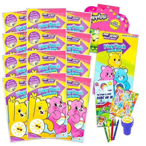 Care Bears Ultimate Party Favors Packs - Bundle Includes 12 Sets with Stickers, Coloring Books, Stamper and Crayons (Party Supplies)