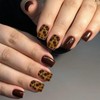TESGADGETS 24 Pieces Artificial Nails with Leopard Pattern, Short, Square,
