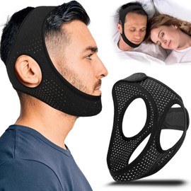 Anti Snoring Chin Strap for Sleeping – Adjustable Jaw Support for Men & Women, Stops Snoring & Improves Sleep (22 Inch, Black)