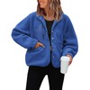 ReachMe Womens Sherpa Jacket Casual Lapel Button Down Cropped Fuzzy