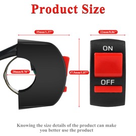 On Off Dirt Bike Kill Switch 7/8 Mini Bike Kill Switch for Predator 212cc 196cc 97cc Coleman CT100U CT200U BT200X Baja Warrior MB200 DB30 Motovox CRF50 XR50 TaoTao Coolster Apollo Motorcycle 3PCS