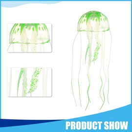CAPASTEC Silicone Fluorescent Jellyfish Glow Ornaments, Aquarium Jellyfish Decoration with Suction Cup, 2.3"x5.9" (Green)