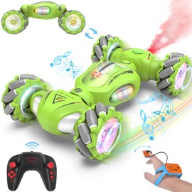 Fosgoit Gesture Sensing RC Stunt Car Toys for 6-12 Boys Girls, 2.4Ghz 4WD Hand Controlled RC Car with Light & Music & Spray, Double-Sided 360° Rotating Gesture RC Car Gifts for Kids 6-8 8-12