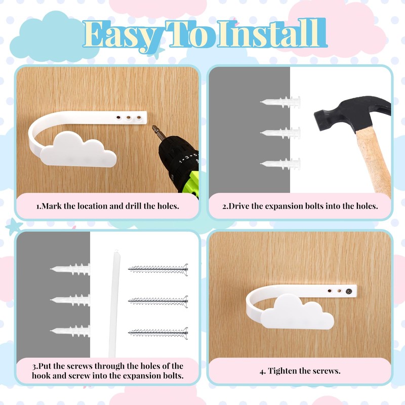 Briwooody 2 Pcs Cloud Shaped Curtain Tiebacks Curtain Acrylic Holdbacks