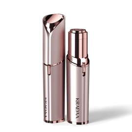 Kradaa Depilación facial para mujeres: maquinilla de afeitar facial eléctrica con luz LED, mini afeitadora sin dolor y resultados instantáneos para uso de viaje (oro rosa)