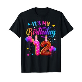 It's My 12th Birthday Doughnut Happy 12 Years Old Girl Kids T-Shirt