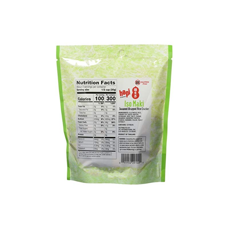 HAPI Gluten-Free Iso Maki Seaweed-Wrapped Rice Crackers, 3 Ounce (Pack