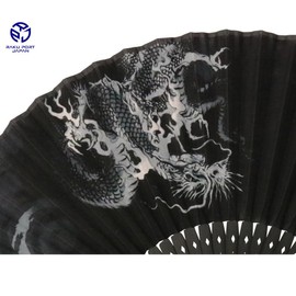 Asahio 136001 Hand Fan Dragon (Black) 9.1 inches (23 cm), 25 Rooms, Gentleman, Men's, Cotton, Hand Made by Craftsmen RPJ Set