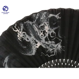 Asahio 136001 Hand Fan Dragon (Black) 9.1 inches (23 cm), 25 Rooms, Gentleman, Men's, Cotton, Hand Made by Craftsmen RPJ Set