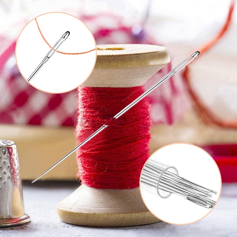 7 Pack 10"/12" Upholstery Needle and Stroage Tube, Large Sewing