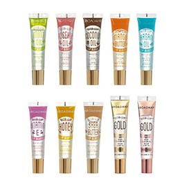 Ruby Kisses Broadway Vita-Lip Clear Lip Gloss - Brillo labial transparente (paquete de 10), fórmula ultra hidratante y calmante con vitaminas, bálsamo